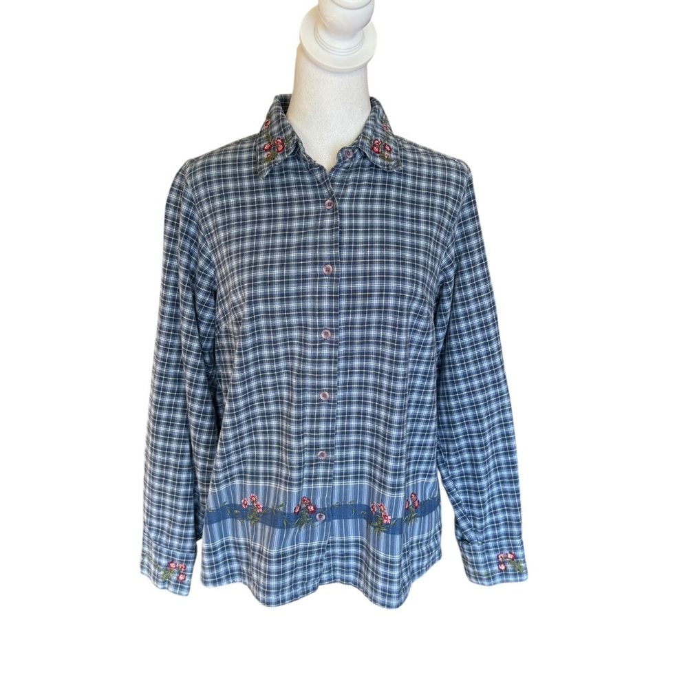 Classic Elements Plaid Button Down Top Long Sleev… - image 1
